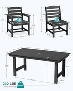 SERWALL Patio Dining Sets for 6 Person, HDPE Dining Set - Image 3