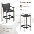Tangkula 3 Pieces Patio Bar Set, Oudoor Curved Heavy Duty Bar Chairs and Square - Image 9