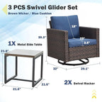 Belord Outdoor Bistro Set 3 Piece Wicker Swivel Rocker Patio Chairs, Oversize - Image 2