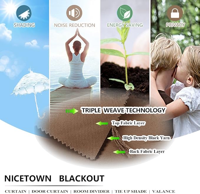 NICETOWN Outdoor Curtain for Patio Waterproof, Thermal Insulated Top & Bottom - Image 6