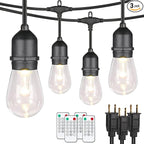 Mlambert 144Ft 3-Color in 1 48Ft Remote LED Dimmable Outdoor String Lights by Mlambert