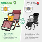 Suteck Oversized Zero Gravity Chair, 29In XL Outdoor Recliner Chair w/Removable - Image 6