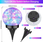 2-Pack Garden Solar Lights Outdoor, Colored Cracked Glass Ball Light Waterproof - Image 8