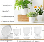 Macrame Plant Hangers with Pots and Saucers, 3 Pack Hanging Planters - Image 5