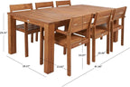 SAFAVIEH Outdoor Collection Hestia Natural Brown Acacia Solid Wood 7-Piece - Image 4