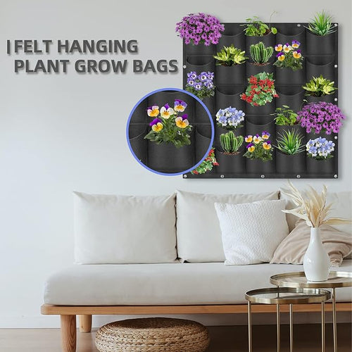 25 Pockets Hanging Planter Bags, Hanging Vertical Wall Mounted Plant Planting - Image 2