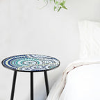 2 Packs Metal Mosaic Round Side Tables 13.4" Small Outdoor Patio Round Accent - Image 2