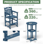 Outdoor Bistro Bar Set, Patio High Top Table and Bar Height Tall Adirondack - Image 4