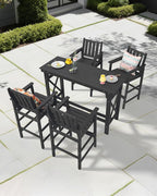 5-Piece HDPE Patio Bar Set, Rectangular Bar Height Table and 4 Adirondack Bar - Image 2