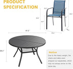 VICLLAX Patio Table and Chair Set of 6, All Weather Metal Round Outdoor Dining - Image 7