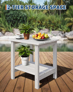 GarveeLife Outdoor Side Table 2-Tier, 18 in HDPE All Weather Resistant Patio - Image 5