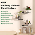 Window Rotating Plant Stand Shelf Indoor Black Metal Floating Shelves 3-Tier - Image 3