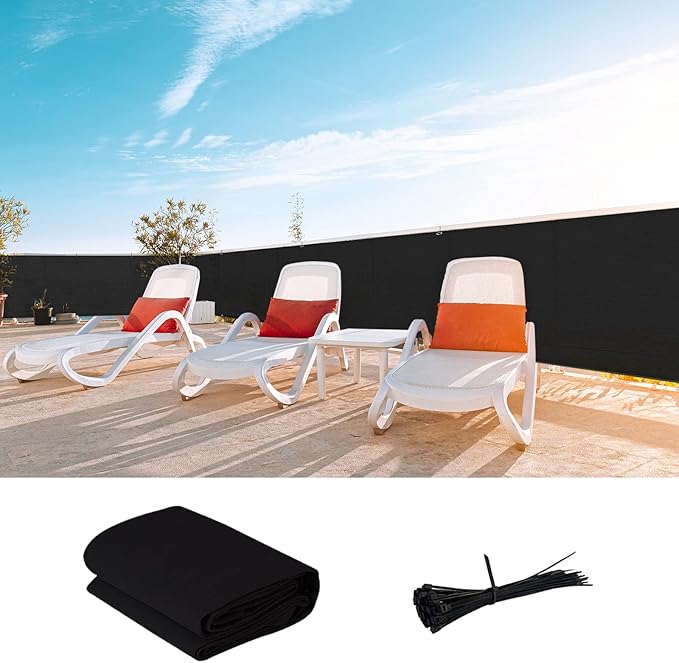 LOVE STORY Custom Size 2'6''x31' Black Balcony Privacy Screen, UV Block Privacy by LOVESTORY