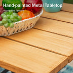 PHI VILLA Bar Height Patio Dining Table, Rectangle Steel Slatted Bar Dining - Image 6
