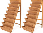 Giantex 8-Tier Wooden Vertical Raised Garden Bed Set of 2, Freestanding Plant by Giantex