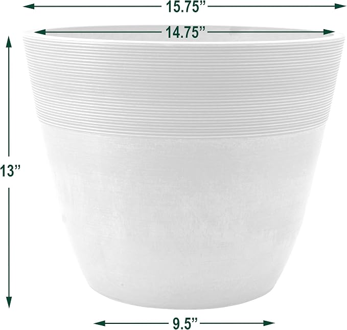 PSW Pot Collection FM40TP 16-inch Plastic/Stone/Wood Composite Large Ribbed - Image 4