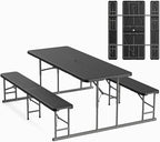 VINGLI Folding Picnic Table and Bench Set, Portable Outdoor Dining Furniture by VINGLI
