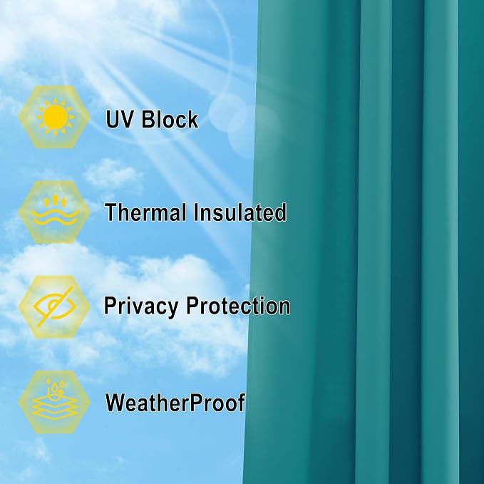 NICETOWN Outdoor Curtainch for Patio Waterproof 84 inch Wide, Thermal Insulated - Image 5