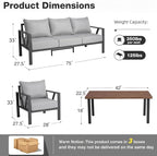 Outdoor Patio Furniture Set, 4 Pieces Metal Patio Furniture Set - Image 7