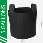 JERIA 12-Pack 5 Gallon Grow Bags, 300G Thickened Nonwoven Garden Pots, Heavy - Image 2