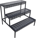 aboxoo 3 Tier Stair Style Large Metal Plant Stand, Garden Display Shelf Flower by aboxoo
