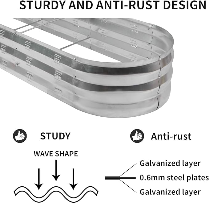 GADI 67-Inch Galvanized Raised Garden Bed, Metal Planter Box - Image 6
