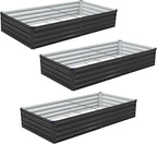 3 Pack 6x3x1FT Galvanized Raised Garden Bed Kit, Outdoor Metal Planter Box - Image 8