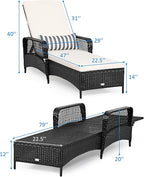 Tangkula Wicker Chaise Lounge Outdoor Set of 2, Patio Rattan Reclining Chaise - Image 3