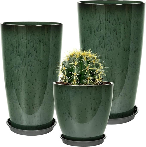 24/21/12 Inch Large Plastic Planter, Lightweight Ceramic-Look Tall Planters by Neoaider