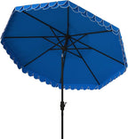 SAFAVIEH 9ft Outdoor Patio Umbrella, Pacific Blue & White Trim, Auto Crank Tilt - Image 5
