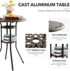 3 Piece Swivel Outdoor Table and Chairs Bar Set, All-Weather Cast Aluminum - Image 3