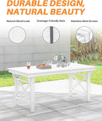 HDPE Outdoor Dining Table, 66.9” Rectangle Patio Dining Table - Image 9