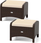 Tangkula 2 Pieces Outdoor Patio PE Wicker Ottomans by TANGKULA