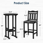 nalone Outdoor Bar Chairs and Table Set, HDPE Balcony Adirondack Chairs and - Image 3