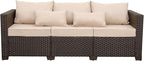 Outdoor Furniture Couch 3 Seater Sofa Outdoor Brown Wicker Sofa Deep Seat High - Image 7