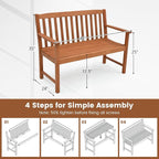 Tangkula Outdoor Garden Bench, 2-Person Eucalyptus Wood Bench - Image 3