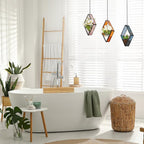 Yaomiao 3 Pcs Stained Glass Hanging Plant Terrariums Hanging Glass Planter - Image 5