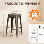 Shahoo 24 Inches Metal Bar Stools Counter Height Stackable Backless Stools - Image 3