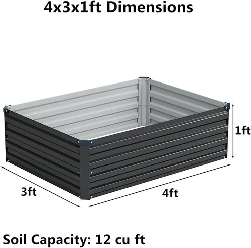 4x3x1 ft Galvanized Raised Garden Bed, Outdoor Planter Box Metal Patio Kit - Image 2