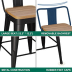 WENTMENT Bar Stools Set of 2 Counter Height Metal Barstools - Image 3