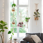 Mkono Macrame Plant Hangers Set of 4 Indoor Hanging Planter Basket Wall - Image 2