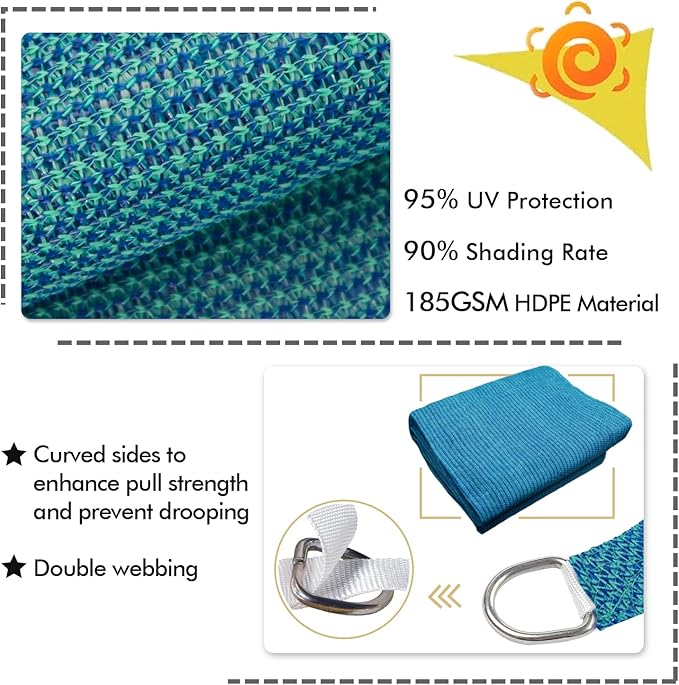 KANAGAWA 21'X22' Turquoise Mix Custom Size Sun Shade Sail Rectangle UV Block - Image 3