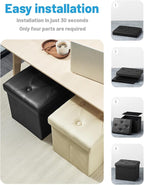 AmasSmile Storage Ottoman Folding Foot Rest Stool, Leather Footstool Bench - Image 6