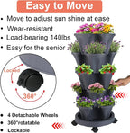 GameXcel Vertical Planter 5 Tier Stackable Planters Garden Planters Strawberry - Image 5