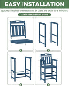 HDPE Outdoor Patio Tall Bar Chair, All-Weather Bar Height Balcony Adirondack - Image 5