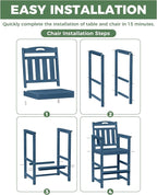 Outdoor Patio Tall Adirondack Bar Chairs Set of 2, All-Weather HDPE Bar Height - Image 5