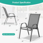 Patio Chairs Set of 2, All Weather Breathable Stackable Outdoor Dining Chairs - Image 3