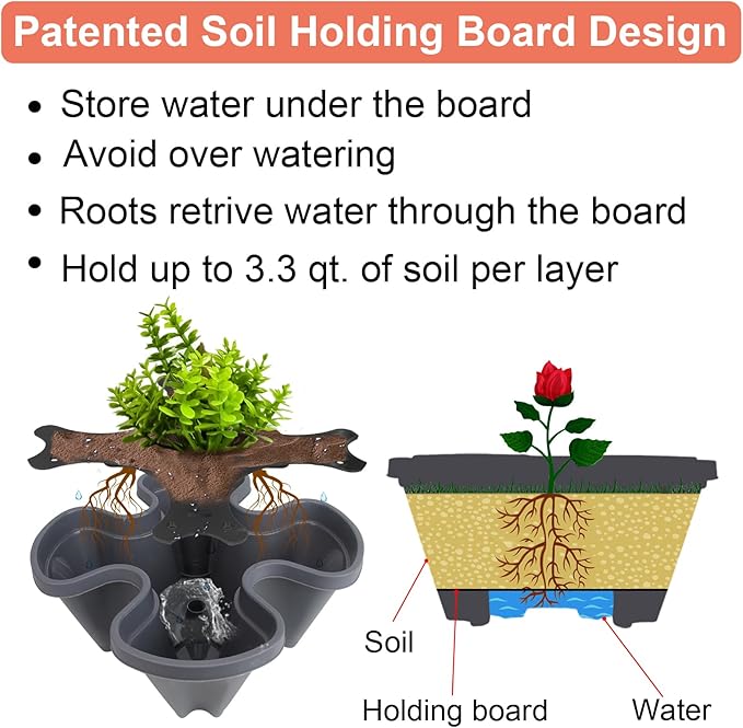GameXcel Vertical Planter, 5 Tier Stackable Strawberry Planter - Image 3