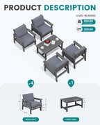SERWALL Outdoor Patio Furniture Set, 5 Piece HDPE Patio Conversation Sets - Image 2