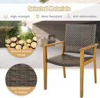 Tangkula 5 Pieces Patio Dining Set, 4 Patio Wicker Armchairs and Round Acacia - Image 6